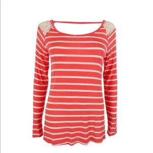 Hippie Rose Juniors’ Long-Sleeve Striped Top